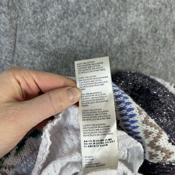 Free People Sweater Small Boho Cozy Cottage Metallic Fair Isle Knit Thermal - Picture 8 of 9